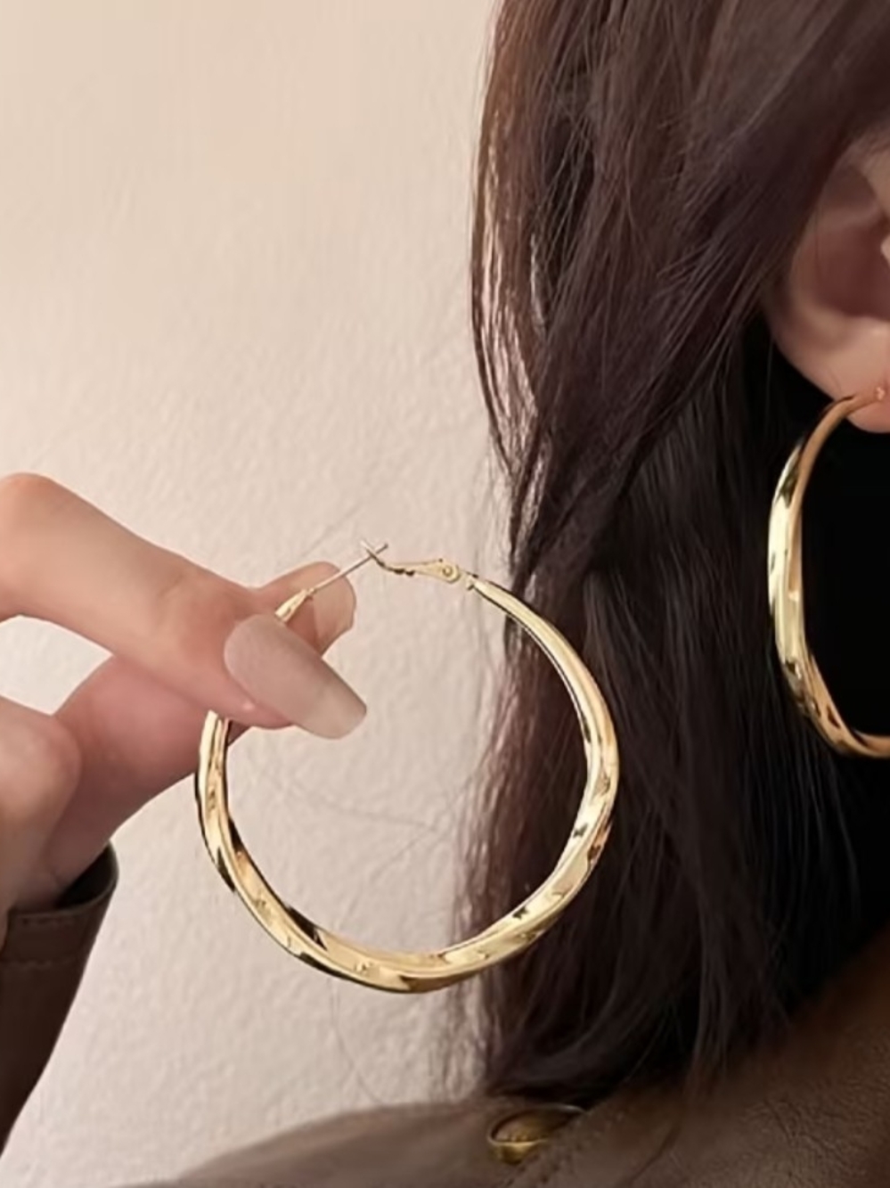 Gold Twisted Hoop Earrings for Women - Classic Statement Hoops